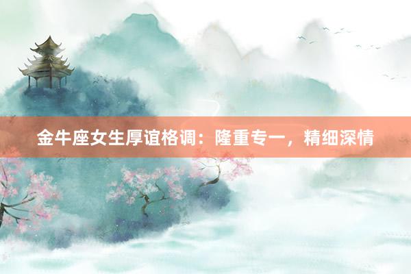 金牛座女生厚谊格调:隆重专一,精细深情